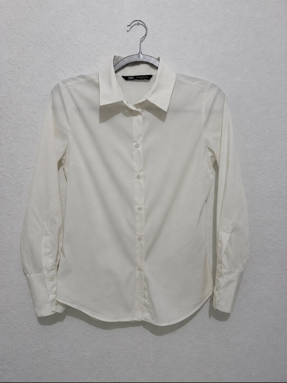 Zara White Cotton Stretch Shirt - Size S